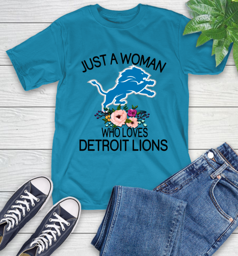 NFL Just A Woman Who Loves Detroit Lions Football Sports T-Shirt 7