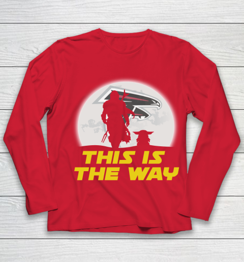 Atlanta Falcons NFL Football Star Wars Yoda And Mandalorian This Is The Way Youth Long Sleeve 8