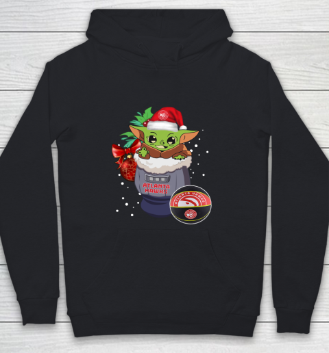 Atlanta Hawks Christmas Baby Yoda Star Wars Funny Happy NBA Youth Hoodie