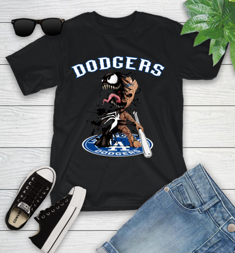 MLB Los Angeles Dodgers Baseball Venom Groot Guardians Of The Galaxy Youth T-Shirt 2