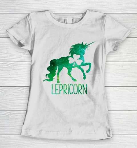 Unicorn St Patricks Day Girls Kids Women Lepricorn Shamrock Women's T-Shirt