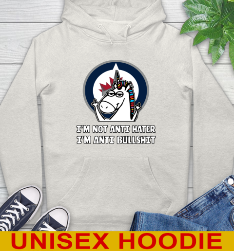 Winnipeg Jets NHL Hockey Unicorn I'm Not Anti Hater I'm Anti Bullshit Hoodie 12