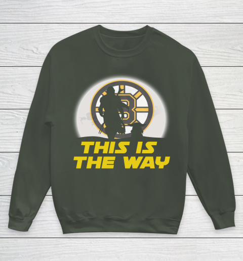 Boston Bruins NHL Ice Hockey Star Wars Yoda And Mandalorian This Is The Way Youth Sweatshirt 8