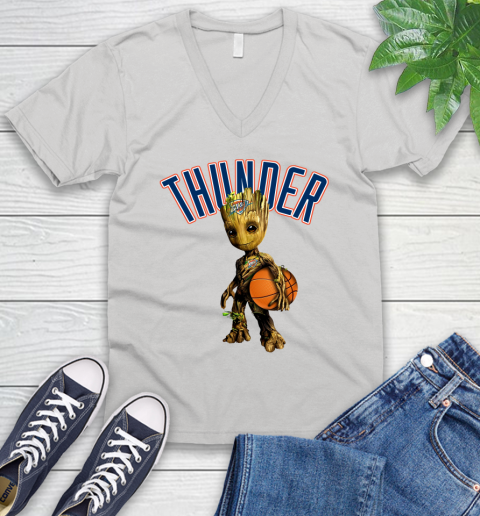 Oklahoma City Thunder NBA Basketball Groot Marvel Guardians Of The Galaxy V-Neck T-Shirt