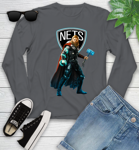 NBA Thor Avengers Endgame Basketball Brooklyn Nets Youth Long Sleeve 8