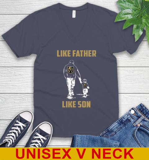 Vegas Golden Knights NHL Hockey Like Father Like Son Sports V-Neck T-Shirt 8 Vegas Golden Knights NHL Hockey Like Father Like Son Sports V-Neck T-Shirt - Image 8
