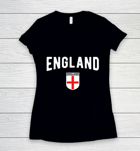 England Soccer Jersey 2021 2022 Football Team Women's V-Neck T-Shirt