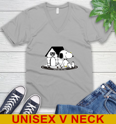 NBA Basketball Brooklyn Nets Snoopy The Peanuts Movie Shirt V-Neck T-Shirt 4
