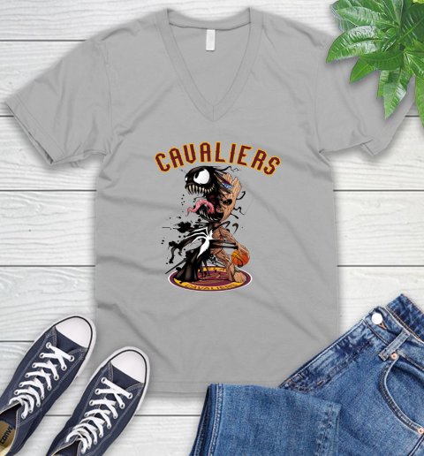 NBA Cleveland Cavaliers Basketball Venom Groot Guardians Of The Galaxy V-Neck T-Shirt 4