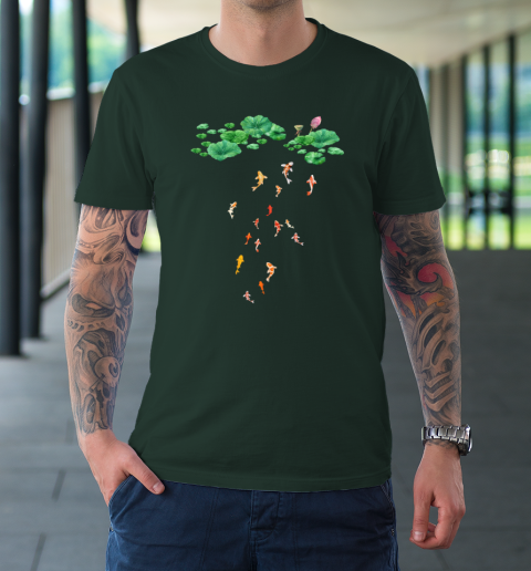 Watercolor Japanese Koi Fish Goldfish Lily Pad Lotus Leaf Shirt T-Shirt - Image 4