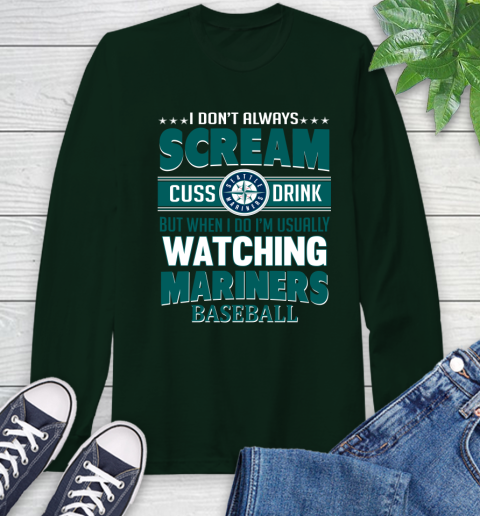 Seattle Mariners MLB I Scream Cuss Drink When I'm Watching My Team Long Sleeve T-Shirt 8 Seattle Mariners MLB I Scream Cuss Drink When I'm Watching My Team Long Sleeve T-Shirt - Image 8