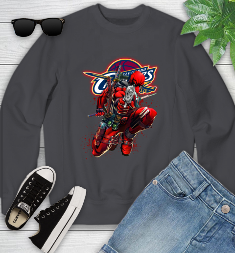 NBA Deadpool Marvel Comics Sports Basketball Cleveland Cavaliers Youth Sweatshirt 6
