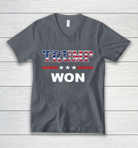 Trump Won T Shirt 4th of July American Flag V-Neck T-Shirt 4