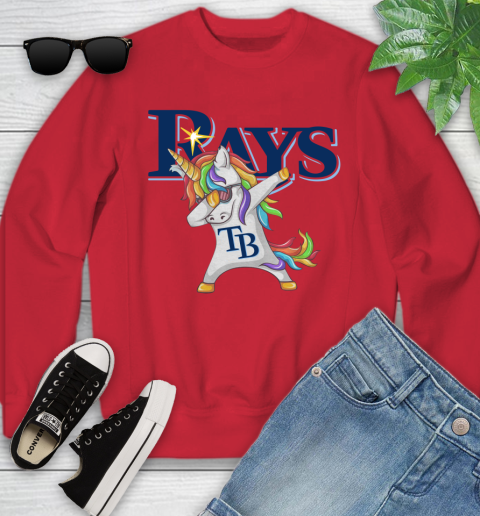 Tampa Bay Rays MLB Baseball Funny Unicorn Dabbing Sports Youth Sweatshirt 9