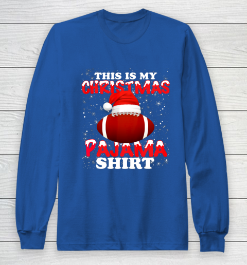 Football Christmas Gifts Santa Hat Funny Xmas Pajamas Long Sleeve T-Shirt 6