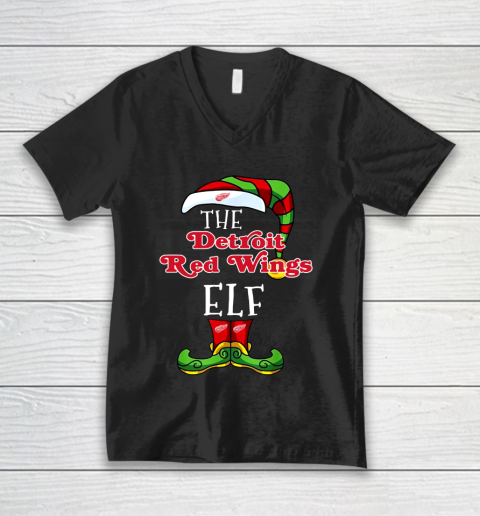 Detroit Red Wings Christmas ELF Funny NHL V-Neck T-Shirt