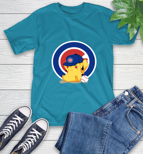 MLB Pikachu Baseball Sports Chicago Cubs T-Shirt 8