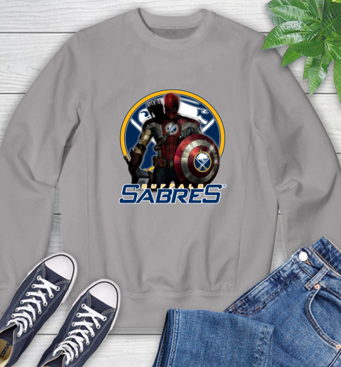 NHL Captain America Thor Spider Man Hawkeye Avengers Endgame Hockey Buffalo Sabres Sweatshirt 5