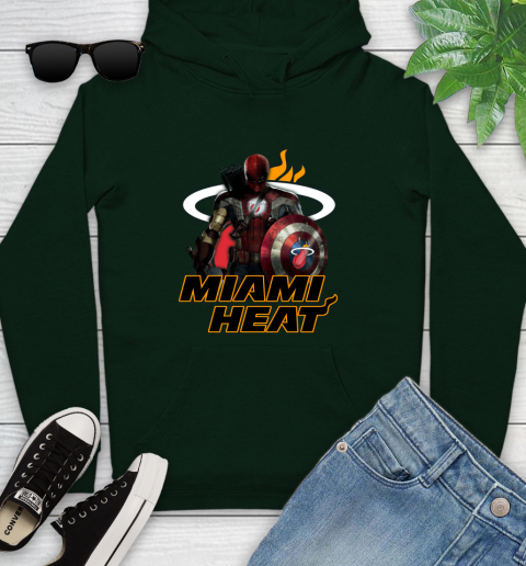 Miami Heat NBA Basketball Captain America Thor Spider Man Hawkeye Avengers Youth Hoodie 13