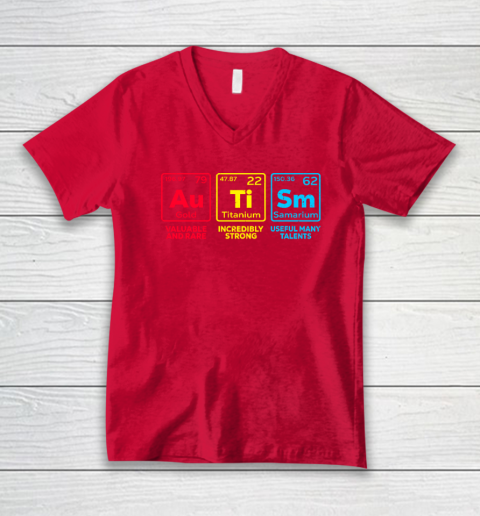 Autism Awareness Elements Periodic Table V-Neck T-Shirt 5