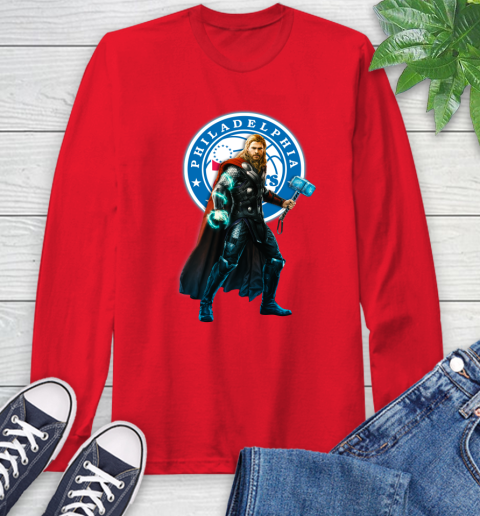 NBA Thor Avengers Endgame Basketball Philadelphia 76ers Long Sleeve T-Shirt 10
