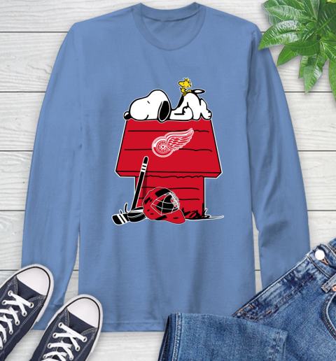 Detroit Red Wings NHL Hockey Snoopy Woodstock The Peanuts Movie Long Sleeve T-Shirt 11