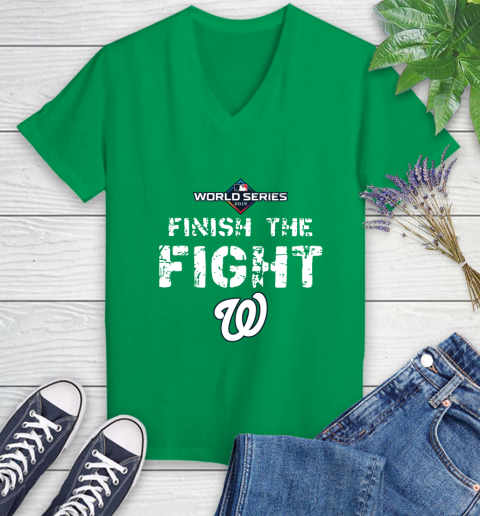 Finish The Fight Washington Nationals World Series 2019 Women's V-Neck T-Shirt 5