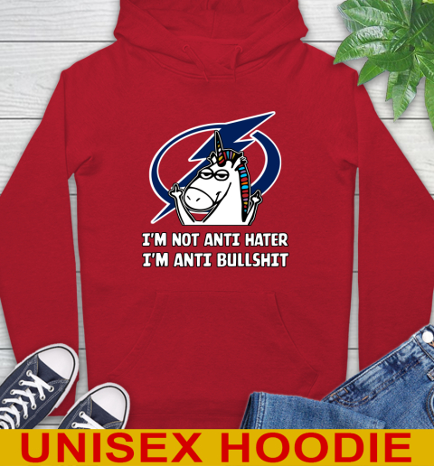 Tampa Bay Lightning NHL Hockey Unicorn I'm Not Anti Hater I'm Anti Bullshit Hoodie 10