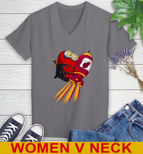 NBA Basketball Miami Heat Deadpool Minion Marvel Shirt Women's V-Neck T-Shirt 11