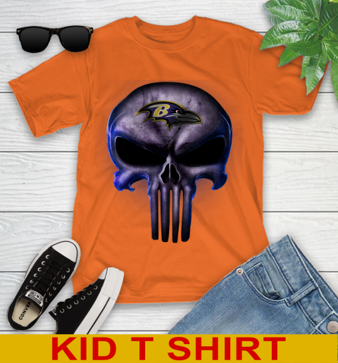 Baltimore Ravens NFL Football Punisher Skull Sports Youth T-Shirt 8