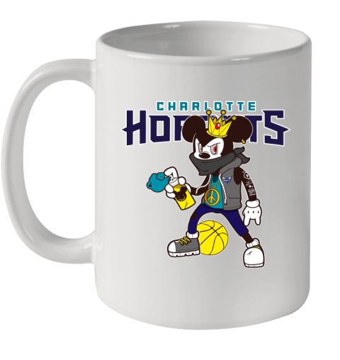 Charlotte Hornets NBA Basketball Mickey Peace Sign Sports Ceramic Mug 11oz