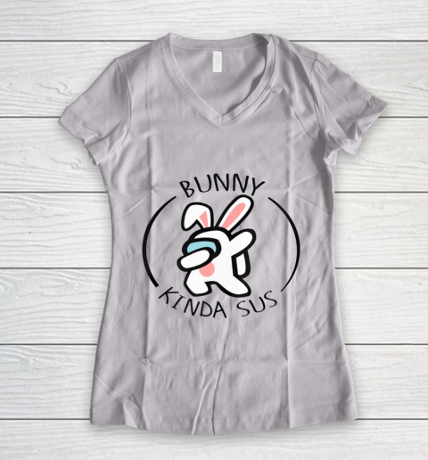 Bunny A mong Us Easter day Women's V-Neck T-Shirt