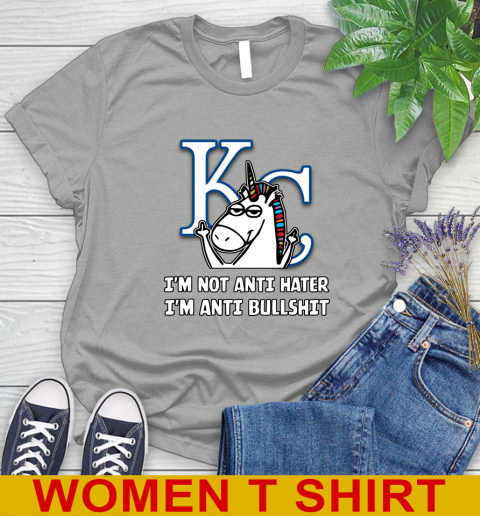 Los Angeles Angels MLB Baseball Unicorn I'm Not Anti Hater I'm Anti Bullshit (2) Women's T-Shirt 11