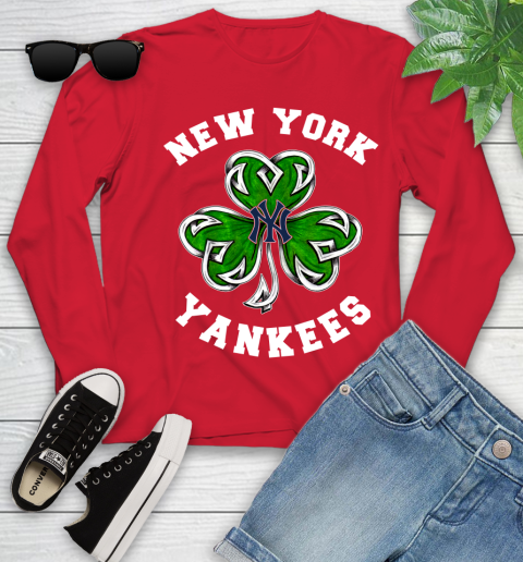 MLB New York Yankees Three Leaf Clover St Patrick's Day Baseball Sports Youth Long Sleeve 11