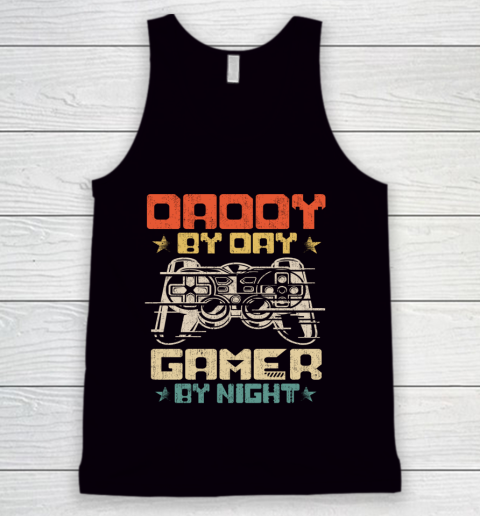 Daddy By Day Gamer By Night Funny Dad Jokes Vintage Gaming Tank Top