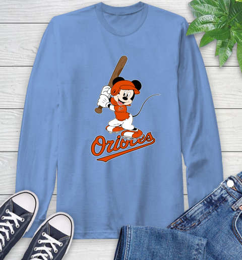 MLB Baseball Baltimore Orioles Cheerful Mickey Mouse Shirt Long Sleeve T-Shirt 12