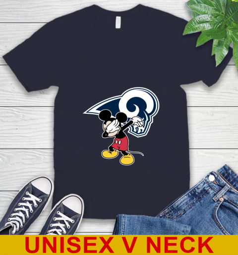 Los Angeles Rams NFL Football Dabbing Mickey Disney Sports V-Neck T-Shirt 3