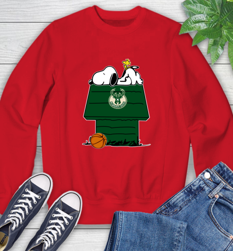Milwaukee Bucks NBA Basketball Snoopy Woodstock The Peanuts Movie Sweatshirt 10