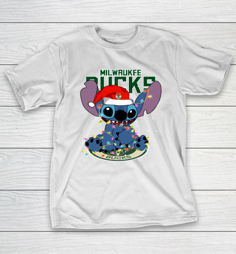 Milwaukee Bucks NBA noel stitch Basketball Christmas T-Shirt
