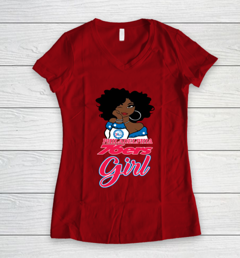 Philadelphia 76ers Girl NBA Women's V-Neck T-Shirt 10