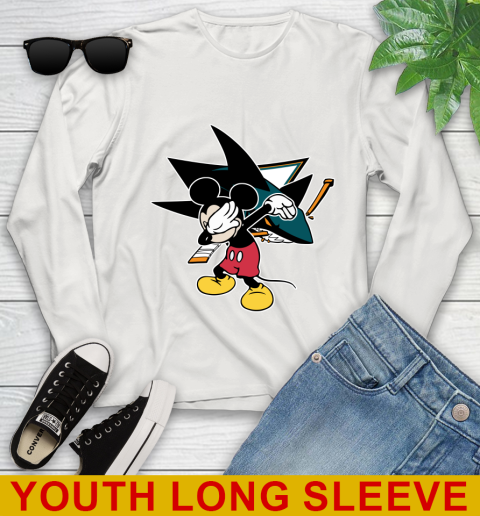 San Jose Sharks NHL Hockey Dabbing Mickey Disney Sports Youth Long Sleeve 12