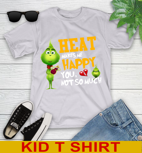 NBA Miami Heat Makes Me Happy You Not So Much Grinch Basketball Sports Youth T-Shirt 4