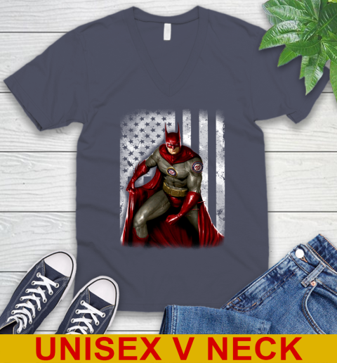 Washington Nationals MLB Baseball Batman DC American Flag Shirt V-Neck T-Shirt 7
