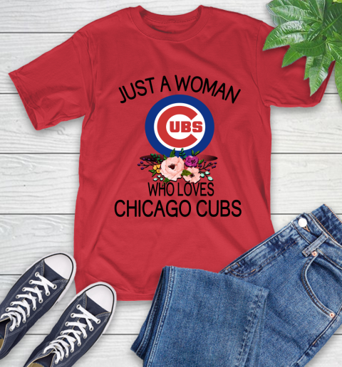 MLB Just A Woman Who Loves Chicago Cubs Baseball Sports T-Shirt 10