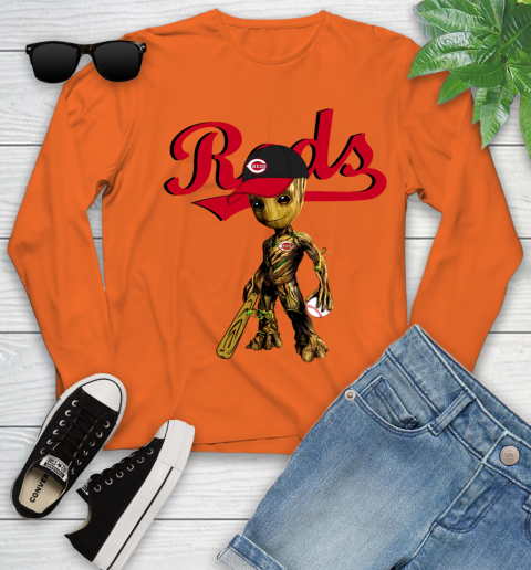 MLB Cincinnati Reds Groot Guardians Of The Galaxy Baseball Youth Long Sleeve 4