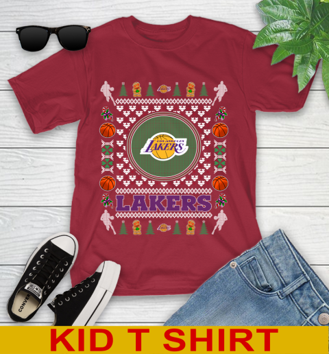 Los Angeles Lakers Merry Christmas NBA Basketball Loyal Fan Youth T-Shirt 12