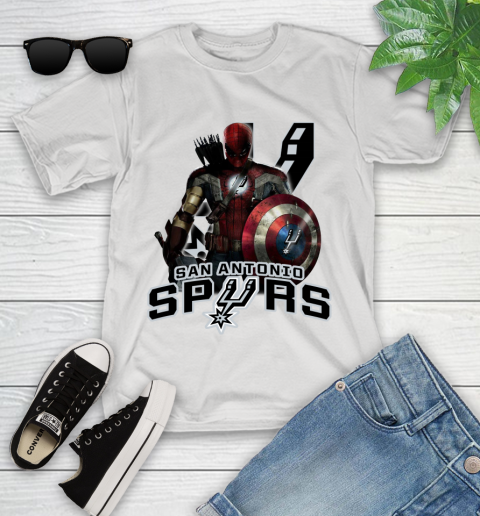 San Antonio Spurs NBA Basketball Captain America Thor Spider Man Hawkeye Avengers Youth T-Shirt