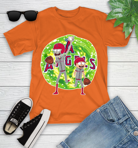 MLB Los Angeles Angels Rick And Morty Baseball Sports Youth T-Shirt 7