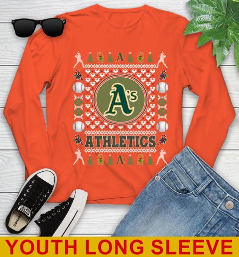 Oakland Athletics Merry Christmas MLB Baseball Loyal Fan Youth Long Sleeve 3