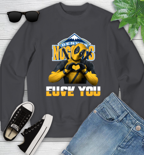 NBA Denver Nuggets Deadpool Love You Fuck You Basketball Sports Youth Sweatshirt 5